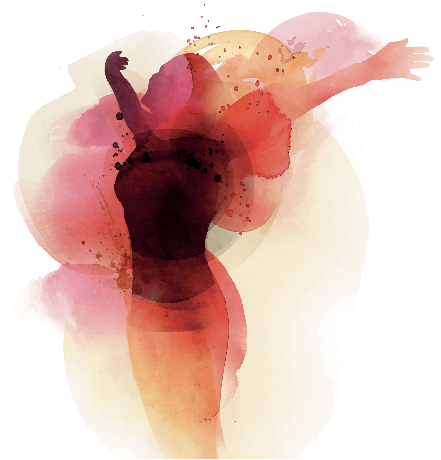 Watercolor illustration of Sarah dancing